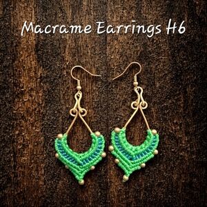 Green and Blue Macrame Earrings